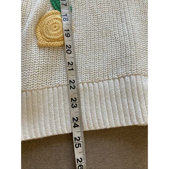 CYNTHIA ROWLEY Lemon Sweater Sz M New Ivory Crochet Fruit Embordered Cute - Picture 7 of 7
